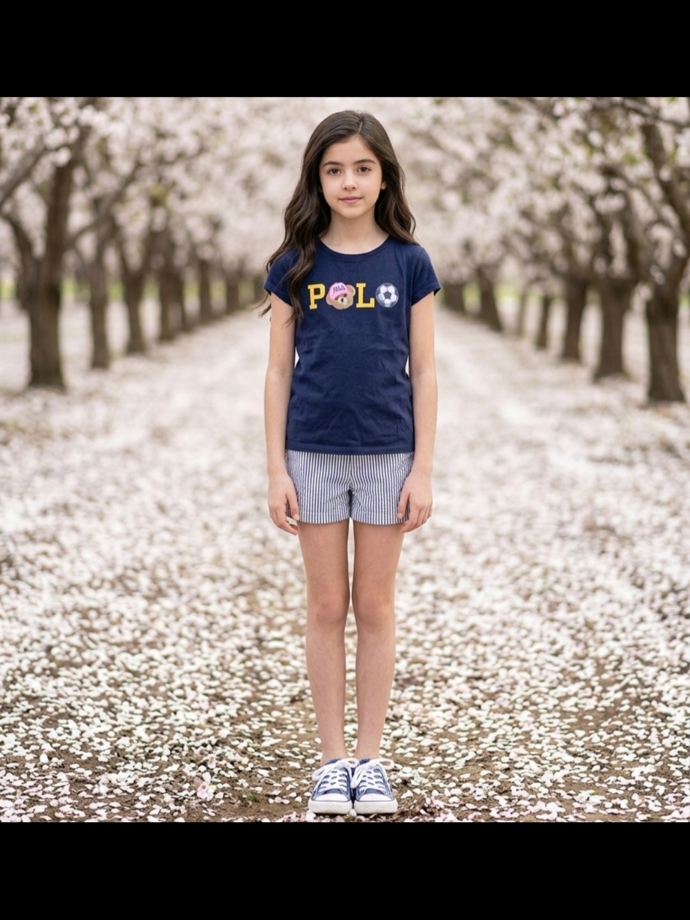 Polo by Ralph Lauren Navy Short Sleeve Girls' Graphic Tee
